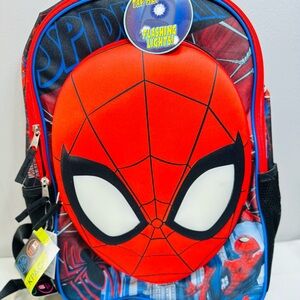 Spider Design Backpack with Blue Trim